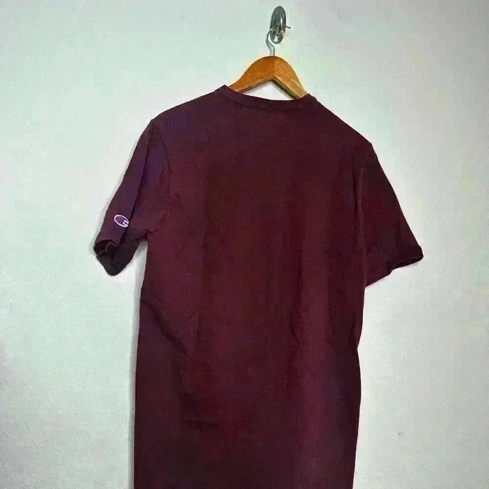 Vintage champion tee shirt sleeve burgundy size Large - Picture 5 of 6
